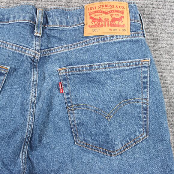 Levi’s 505 Regular Straight Jeans Men’s 32x30 Medium Wash Stretch - Picture 8 of 9